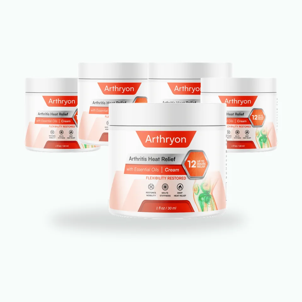 Arthryon Heat Relief Cream package with five jars